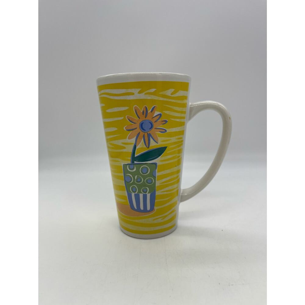 EHI Tall Coffee Mug Yellow with Flower